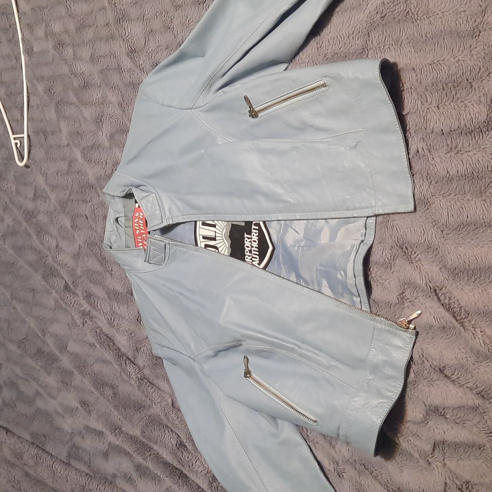 Wilson baby blue leather jacket